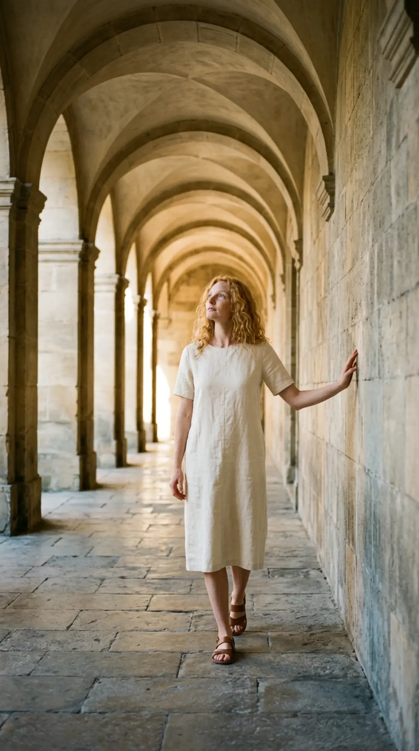 Charlotte studying architectural arches