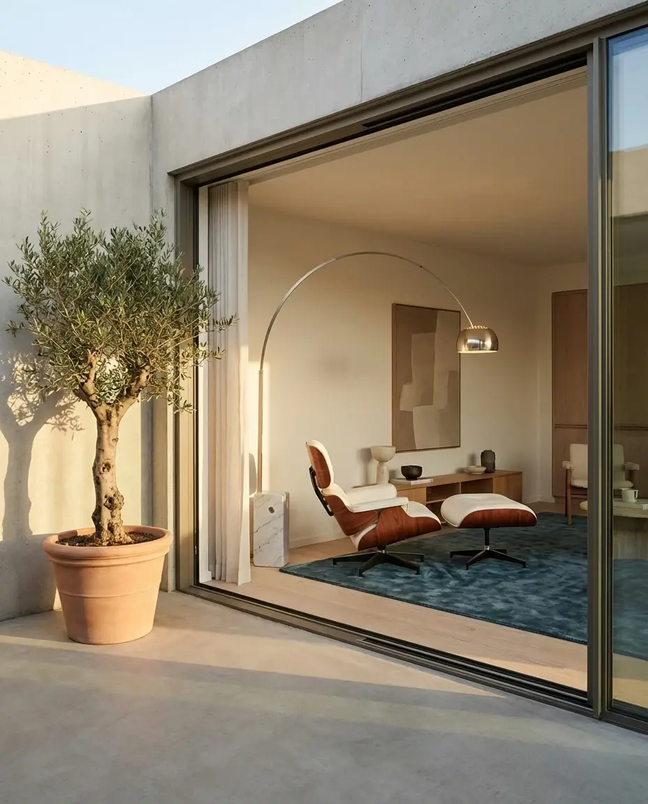 Cashmere Lagoon rug in courtyard morning light