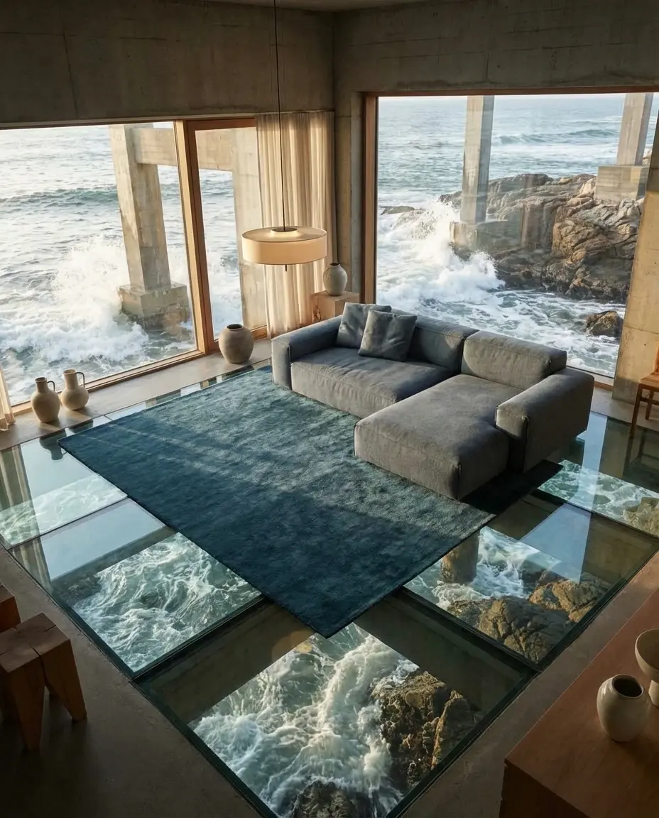 Cashmere Lagoon rug in tidal pool house