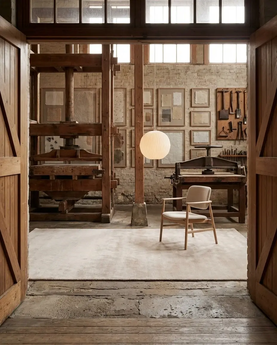 Cashmere Latte rug in paper mill loft
