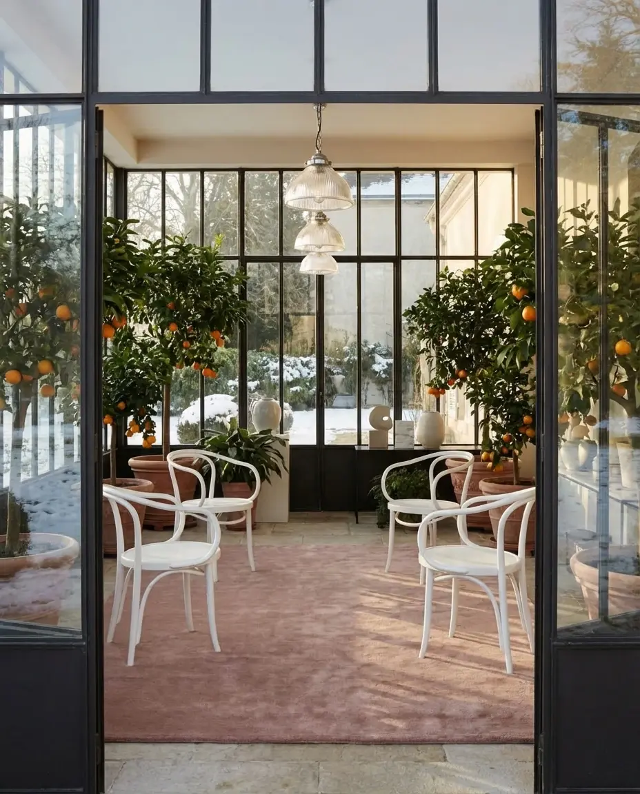 Cashmere Rose rug in chateau orangery