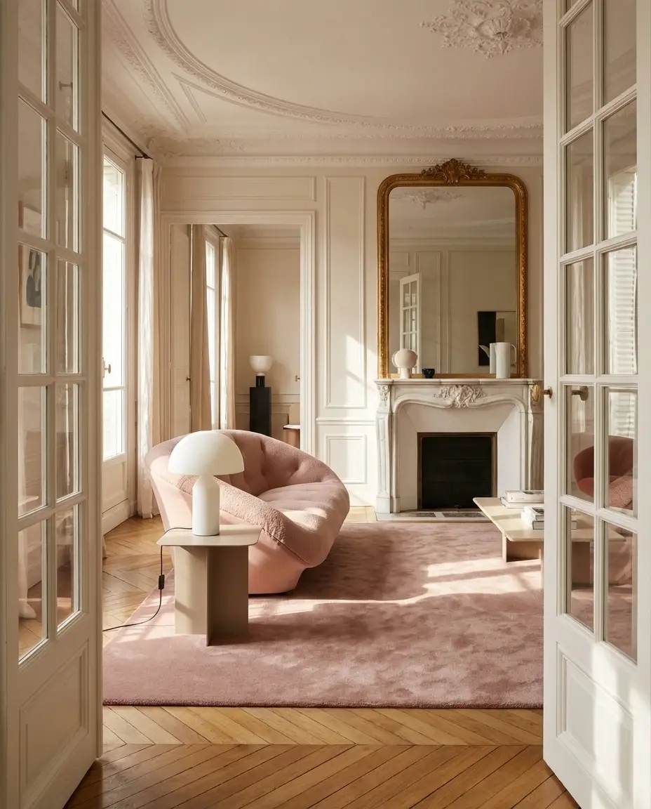 Cashmere Rose rug in Haussmann apartment