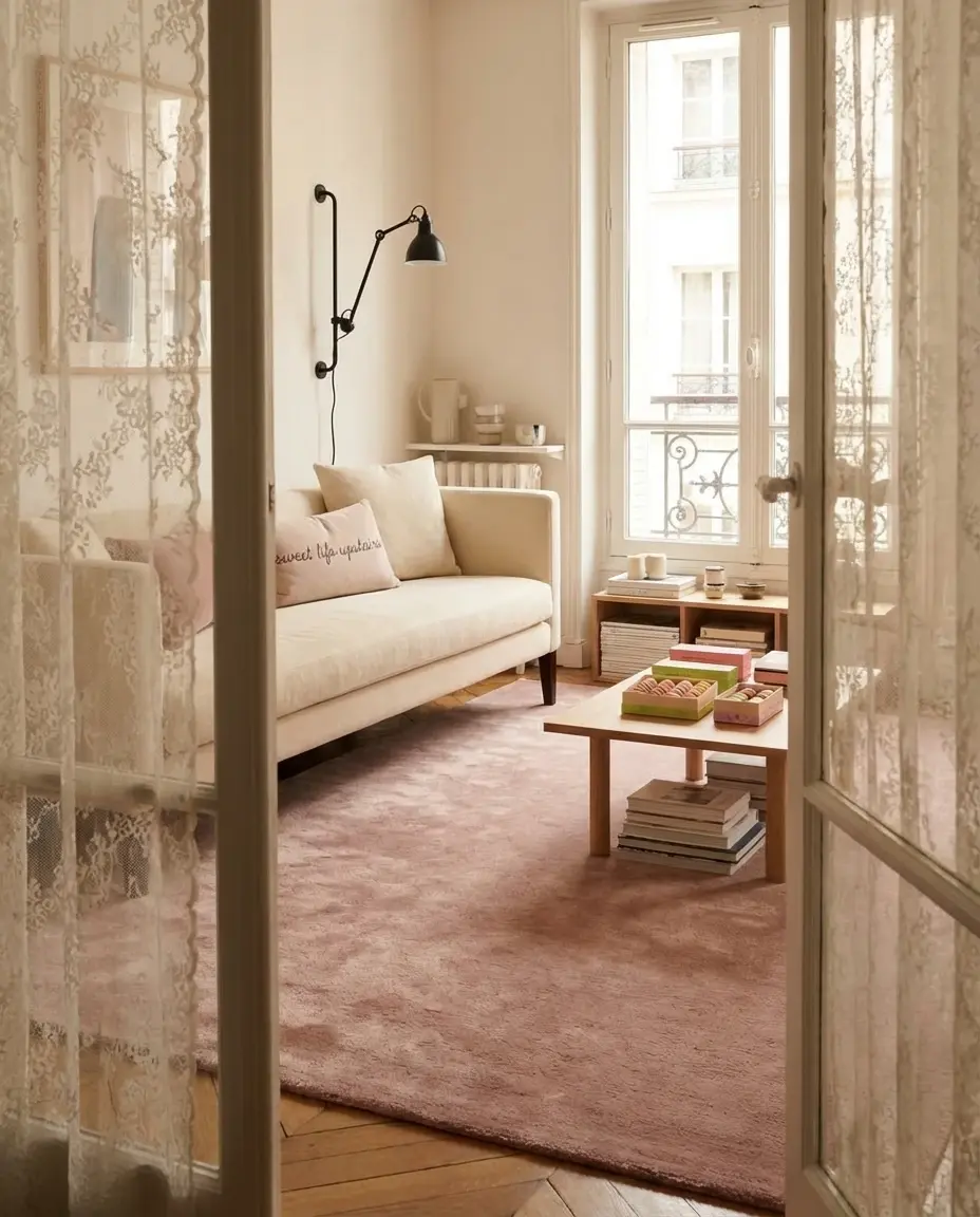 Cashmere Rose rug in patisserie apartment