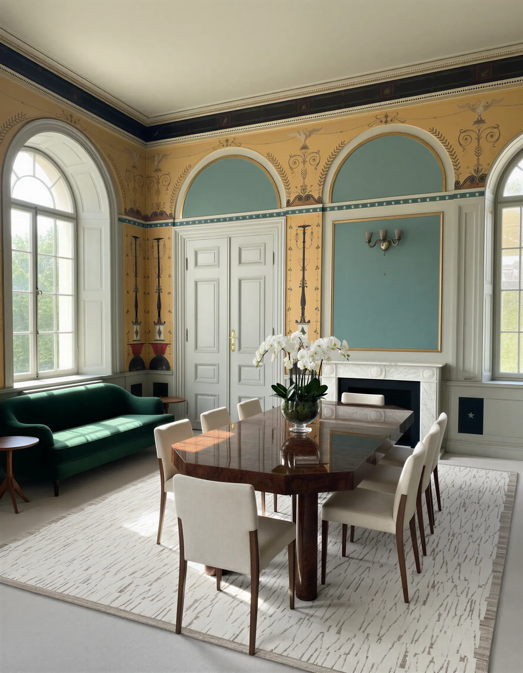 Kiri rug in grand dining room