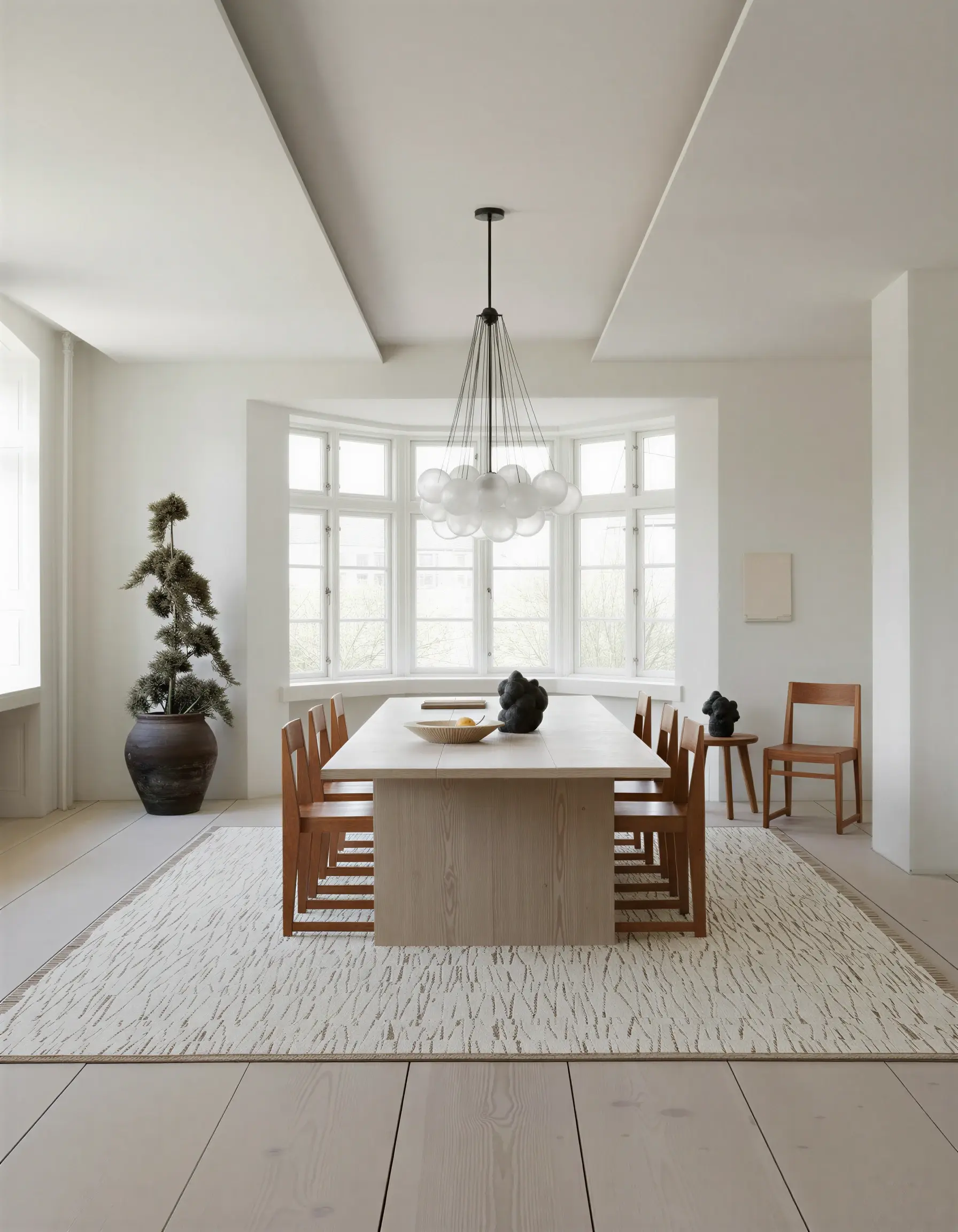 Kiri rug in minimalist dining room
