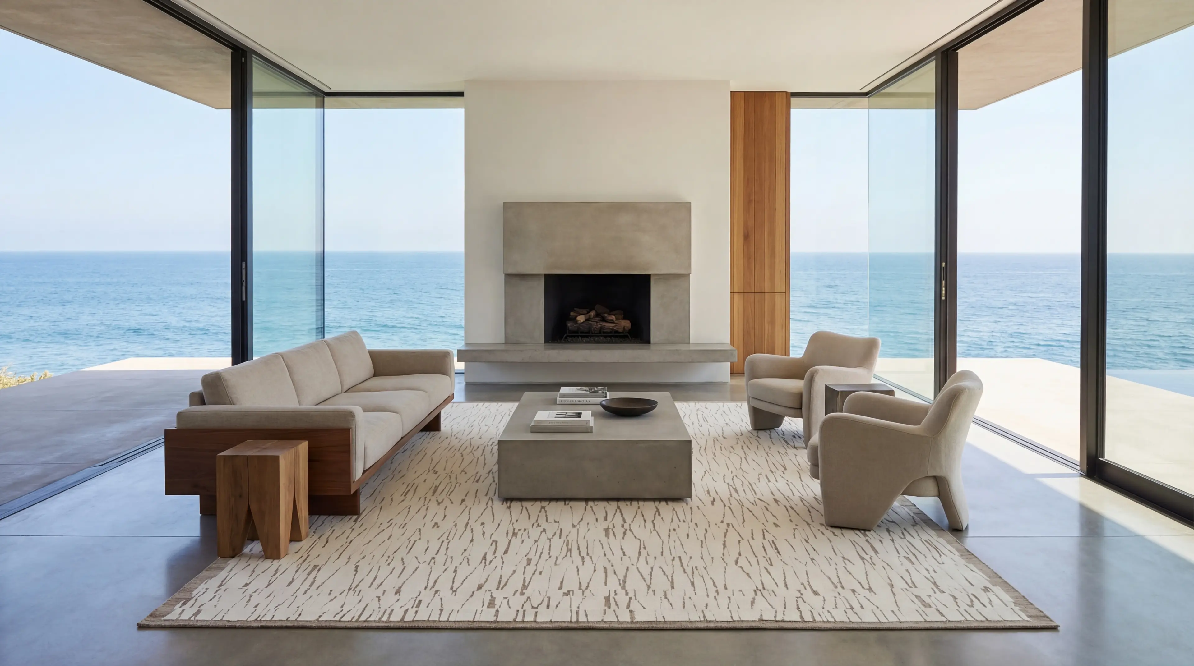 Kiri rug in Malibu ocean view living room