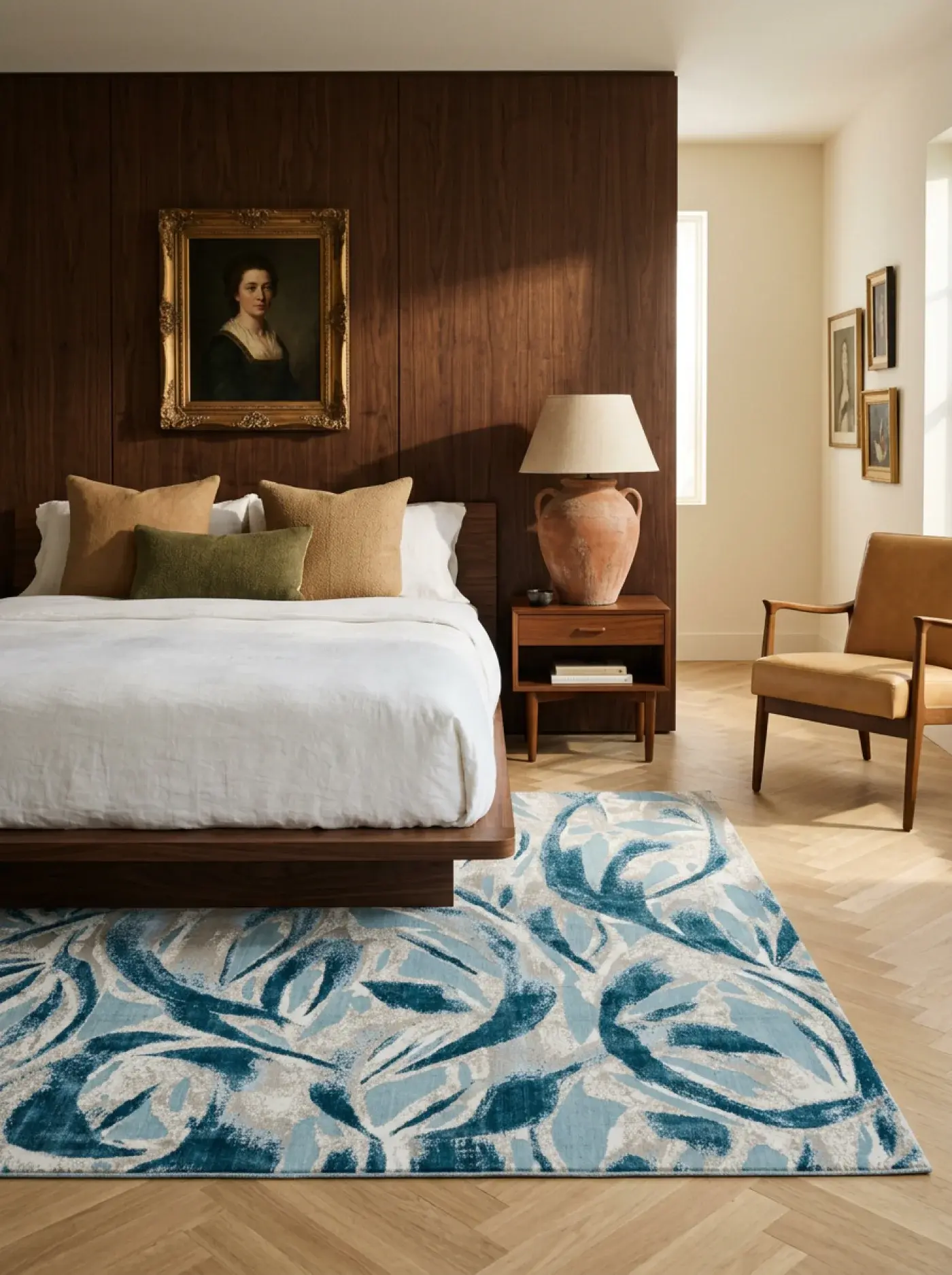 Akane Teal Blue White in a styled room setting