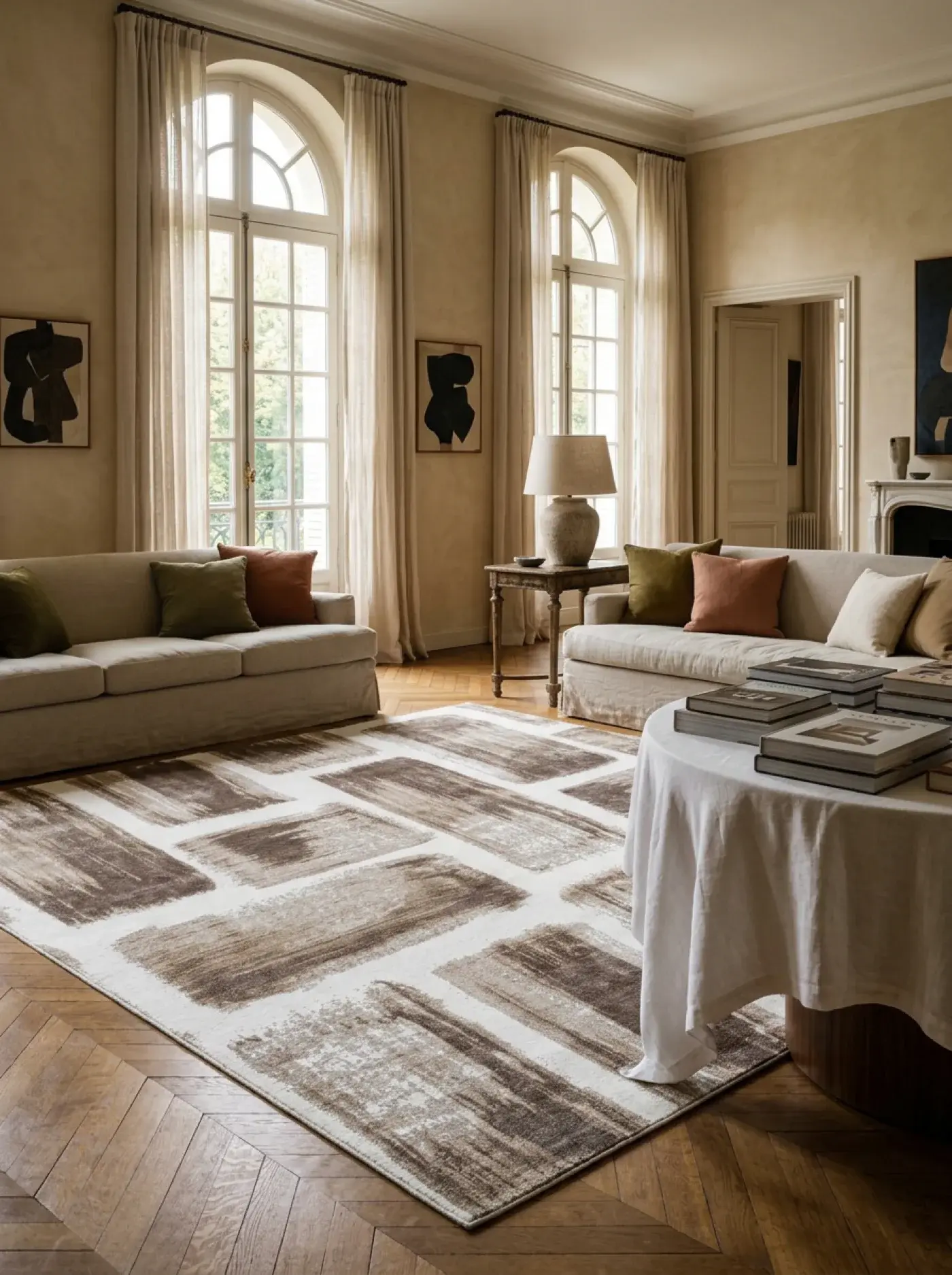 Arata Beige Brown in a styled room setting