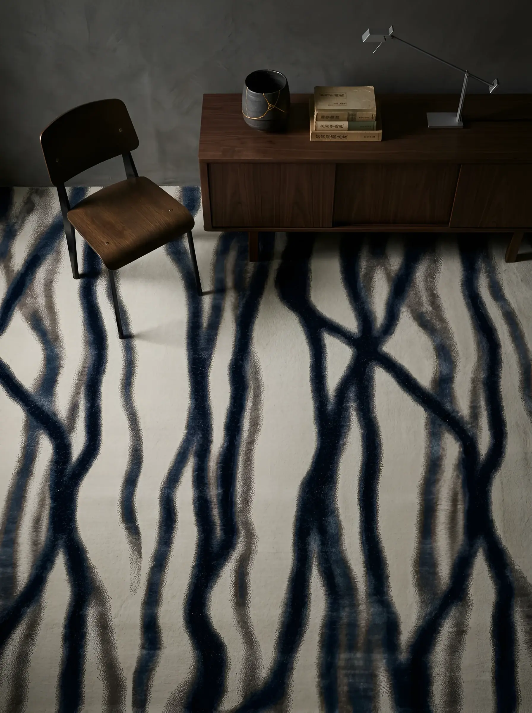 Chiyo Beige Blue in a styled room setting