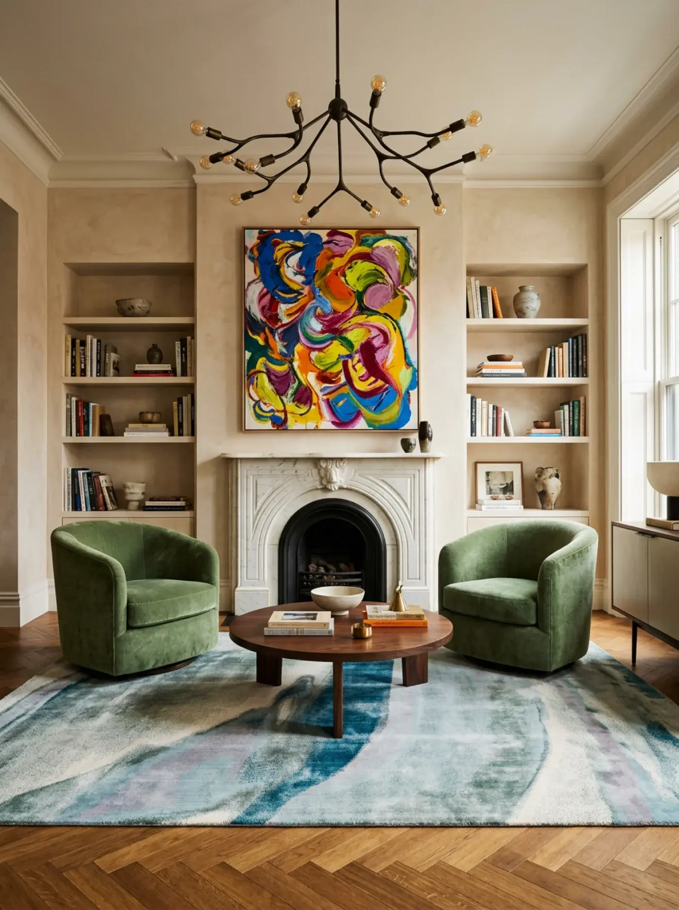 Emi Teal Multi in a styled room setting