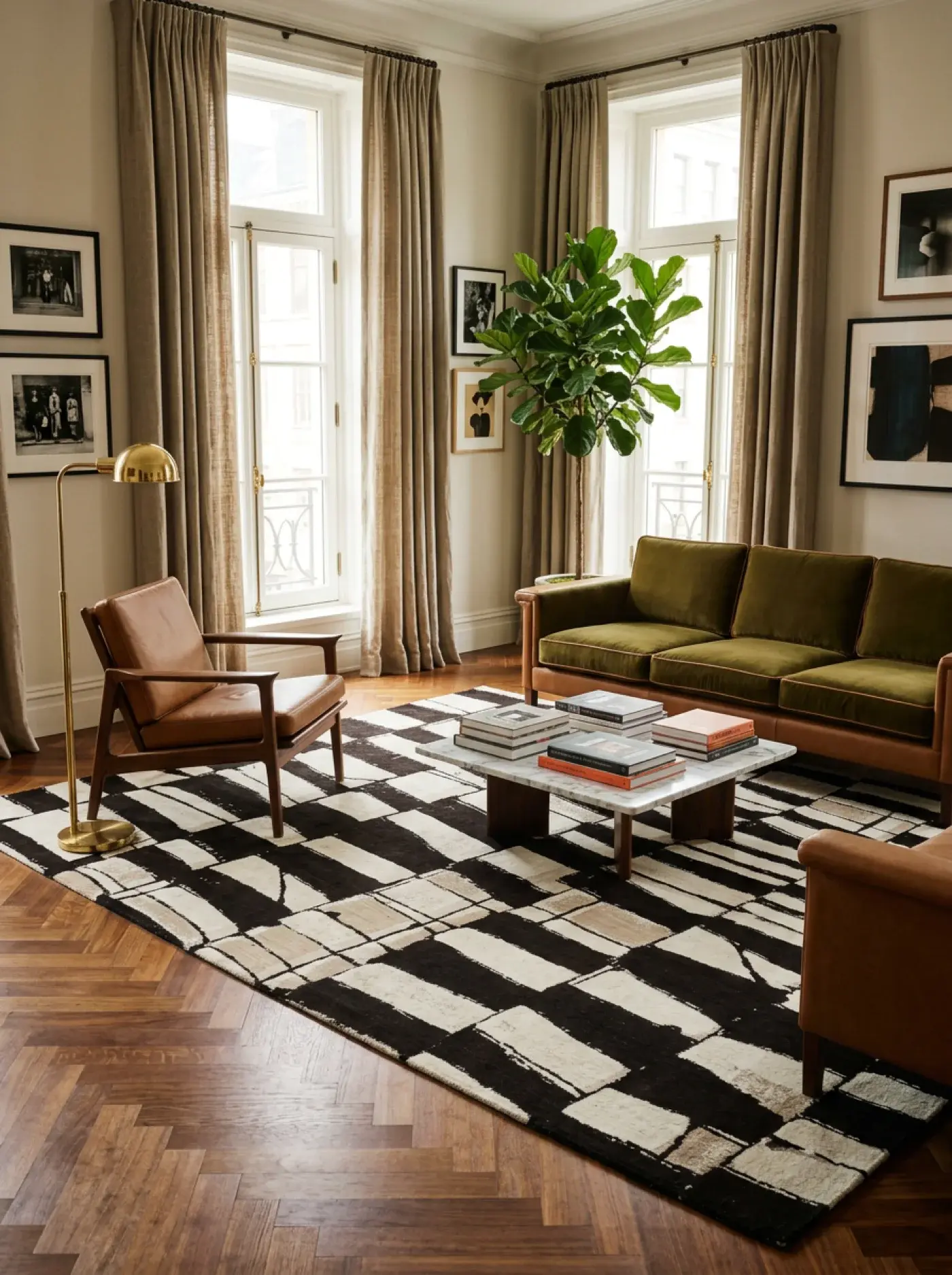 Fumiko Black Beige White in a styled room setting