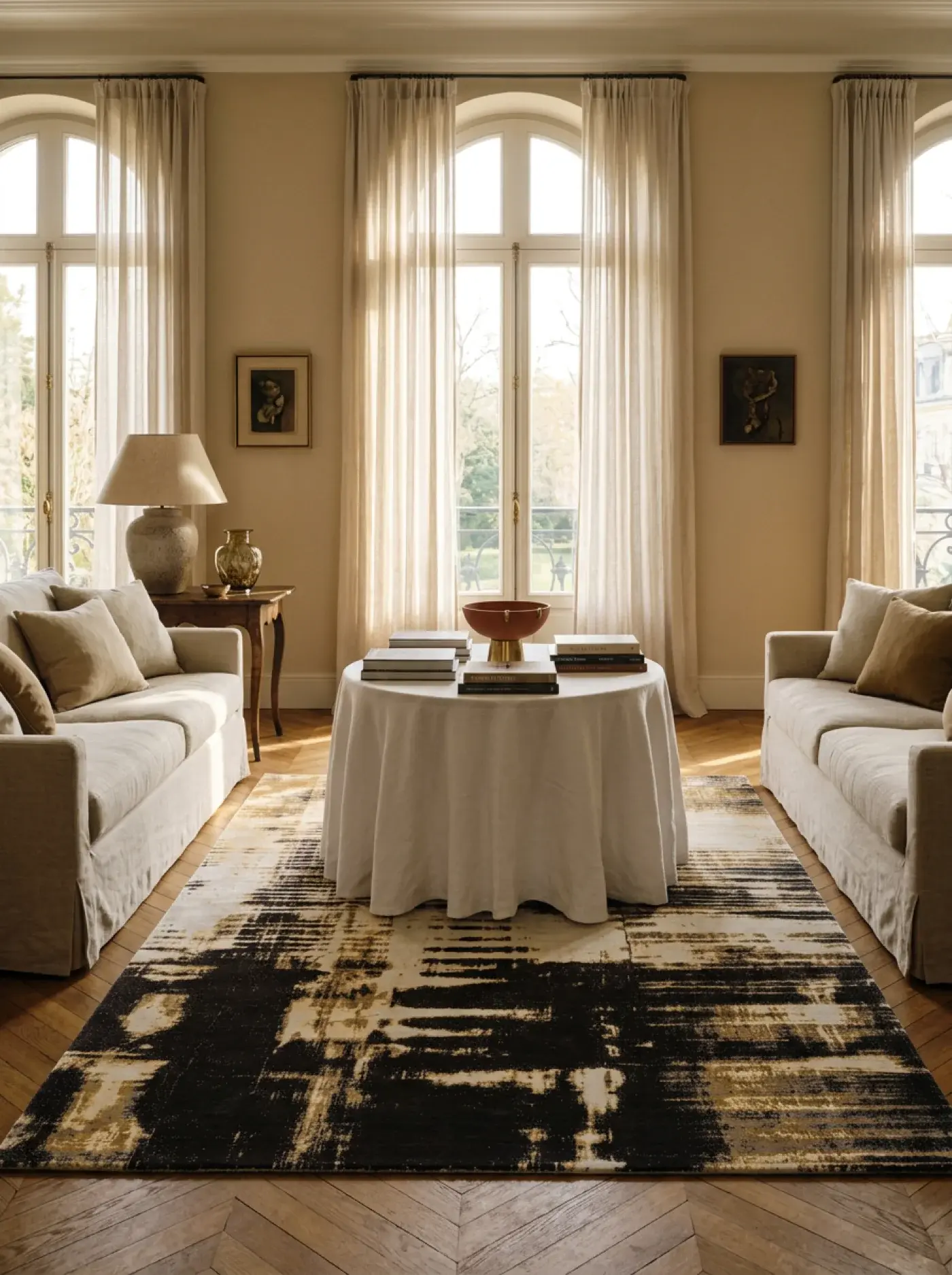 Hisashi Brown Gold White in a styled room setting