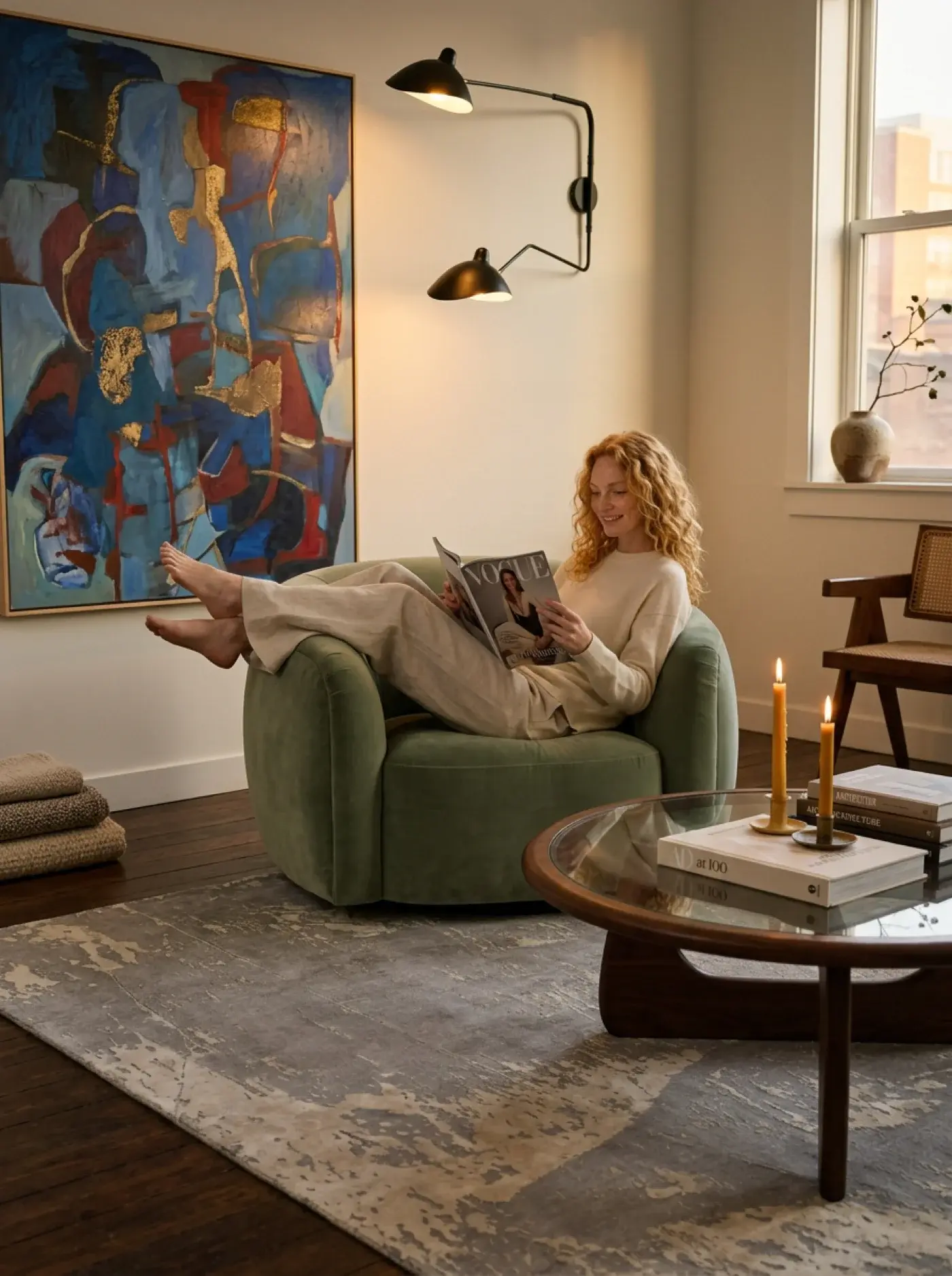 Kiwa Cream Lt. Blue in a styled room setting