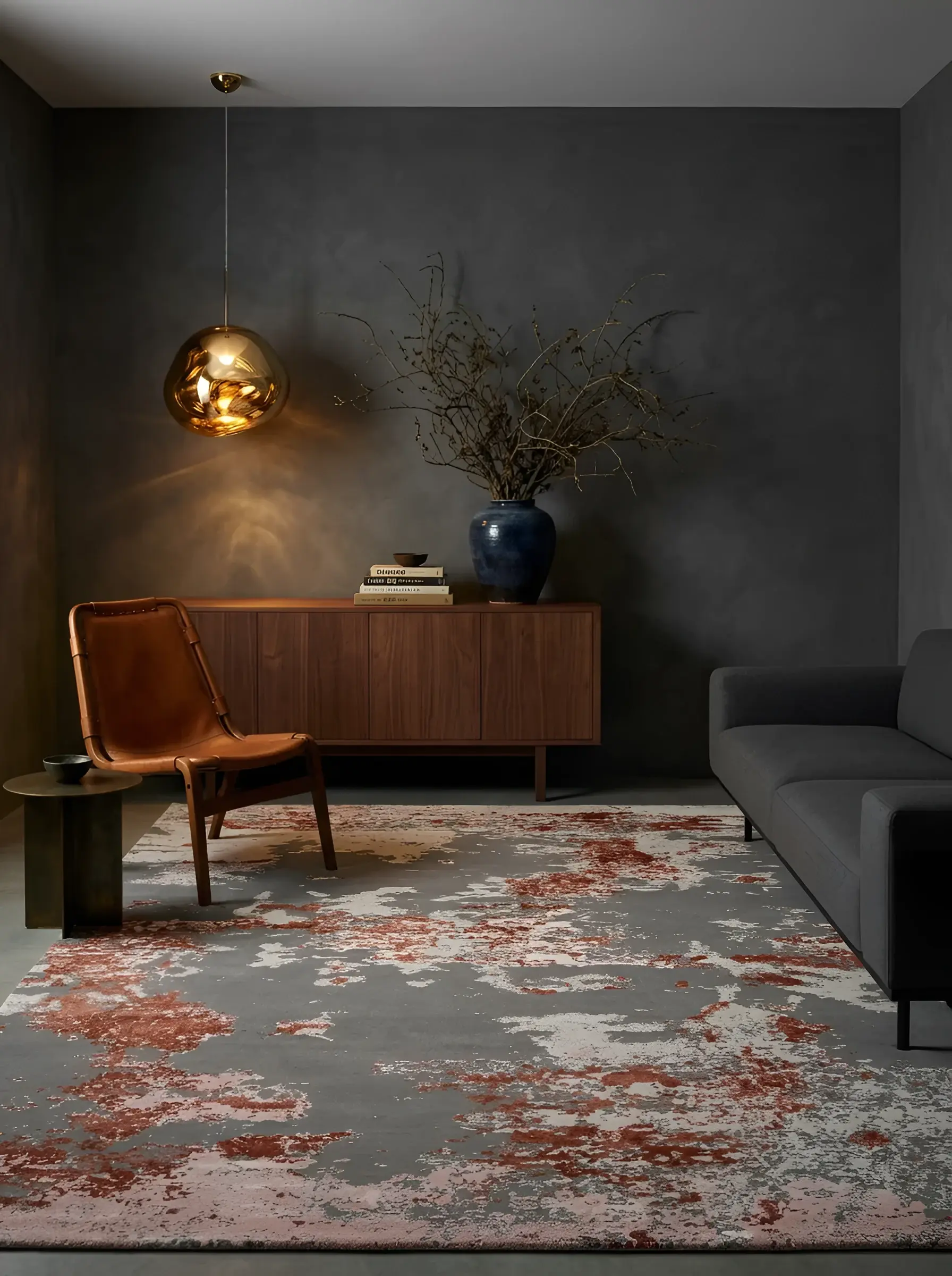 Kohana Rust Grey in a styled room setting