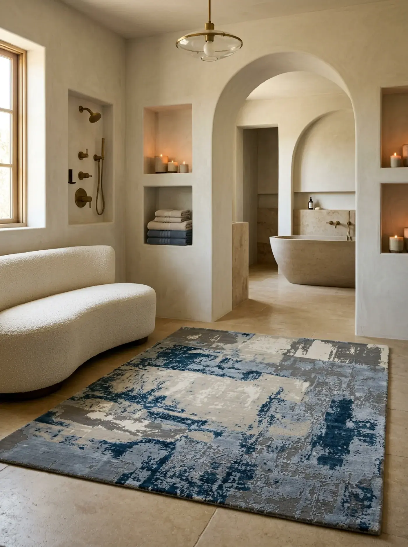 Mei Beige Blue in a styled room setting