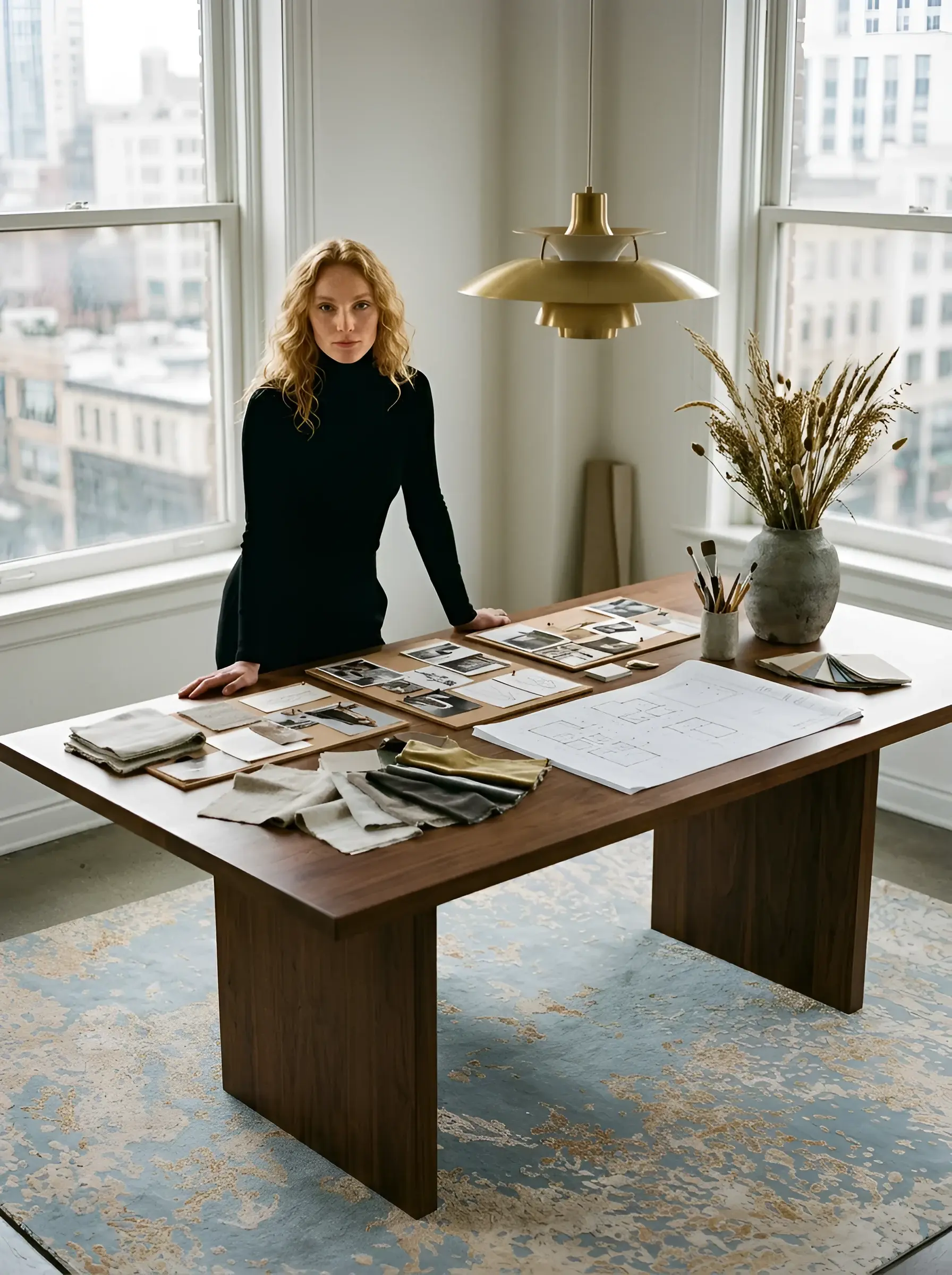 Miya Lt. Blue Gold in a styled room setting