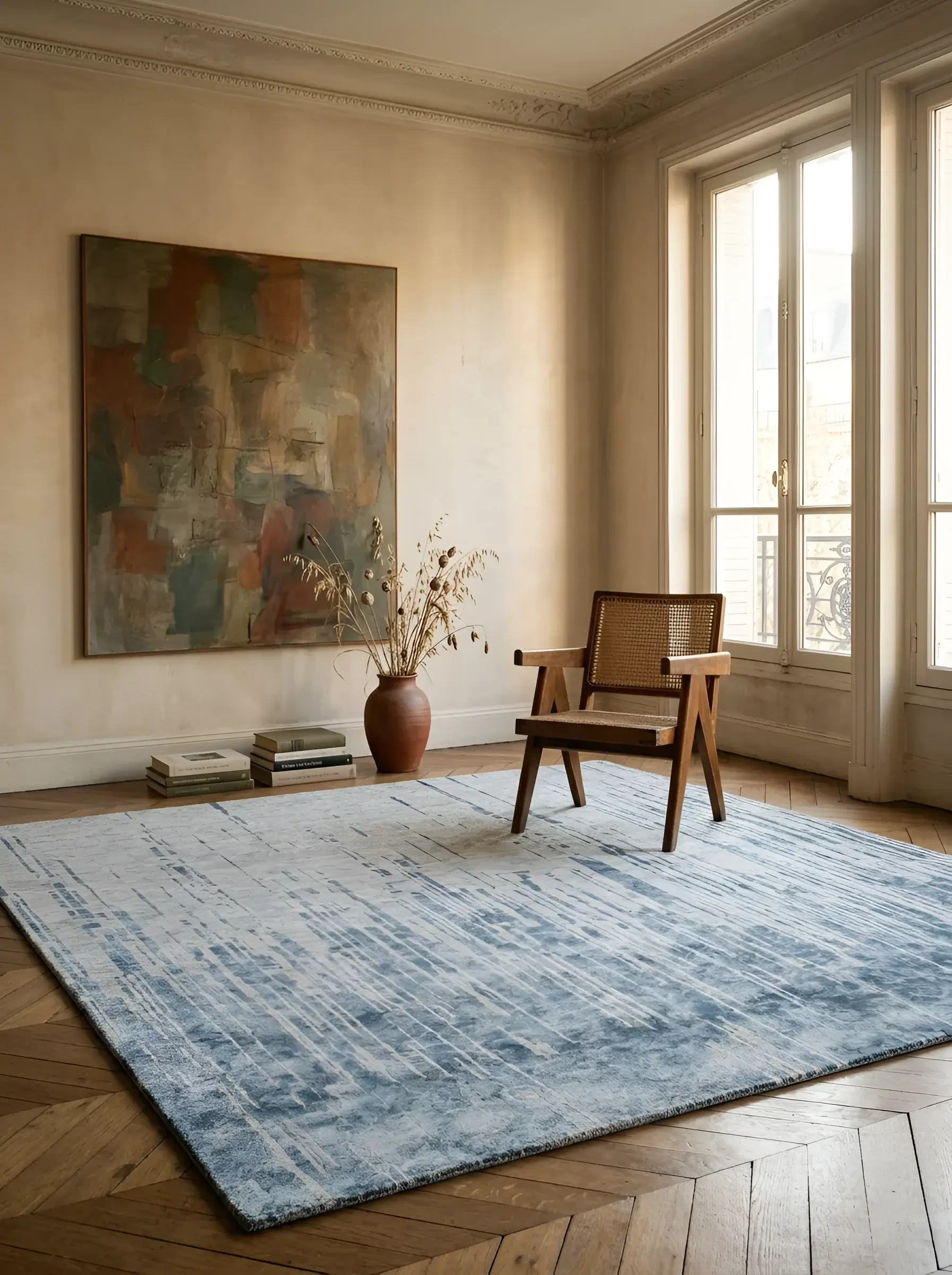 Murasaki Blue Beige in a styled room setting