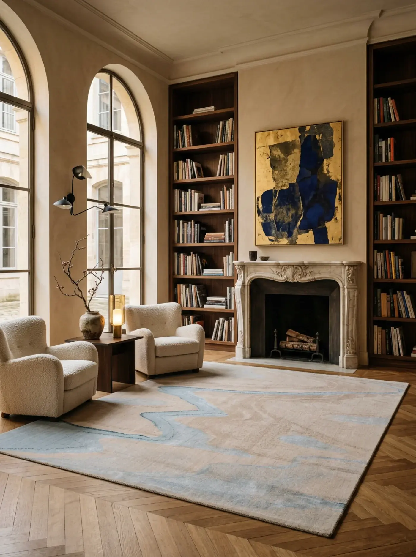 Naoki Beige Lt.blue in a styled room setting