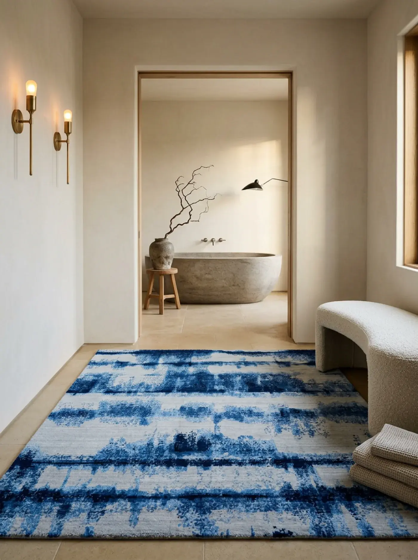 Nara Cream Lt.blue in a styled room setting