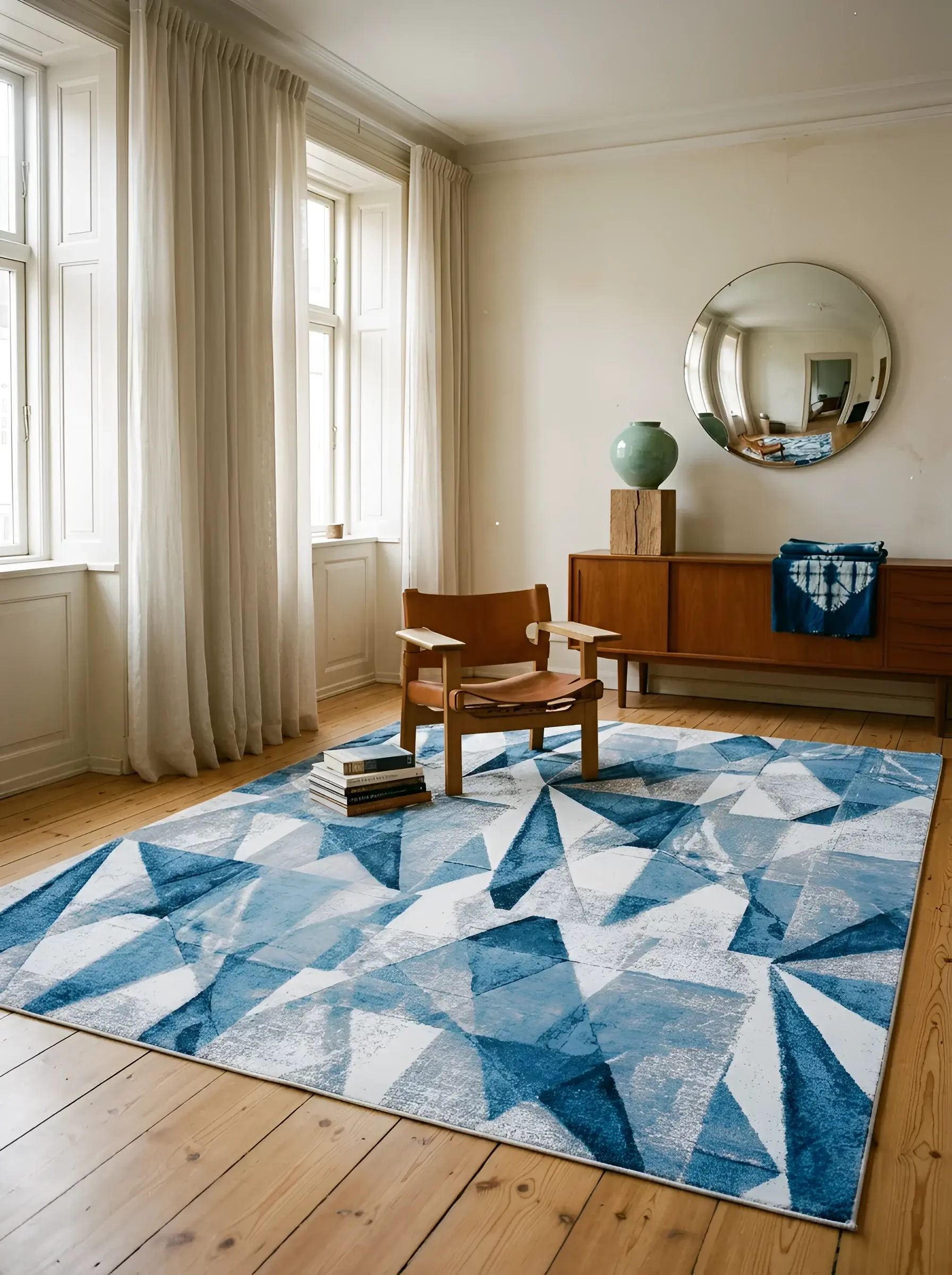 Noriko Blue White in a styled room setting