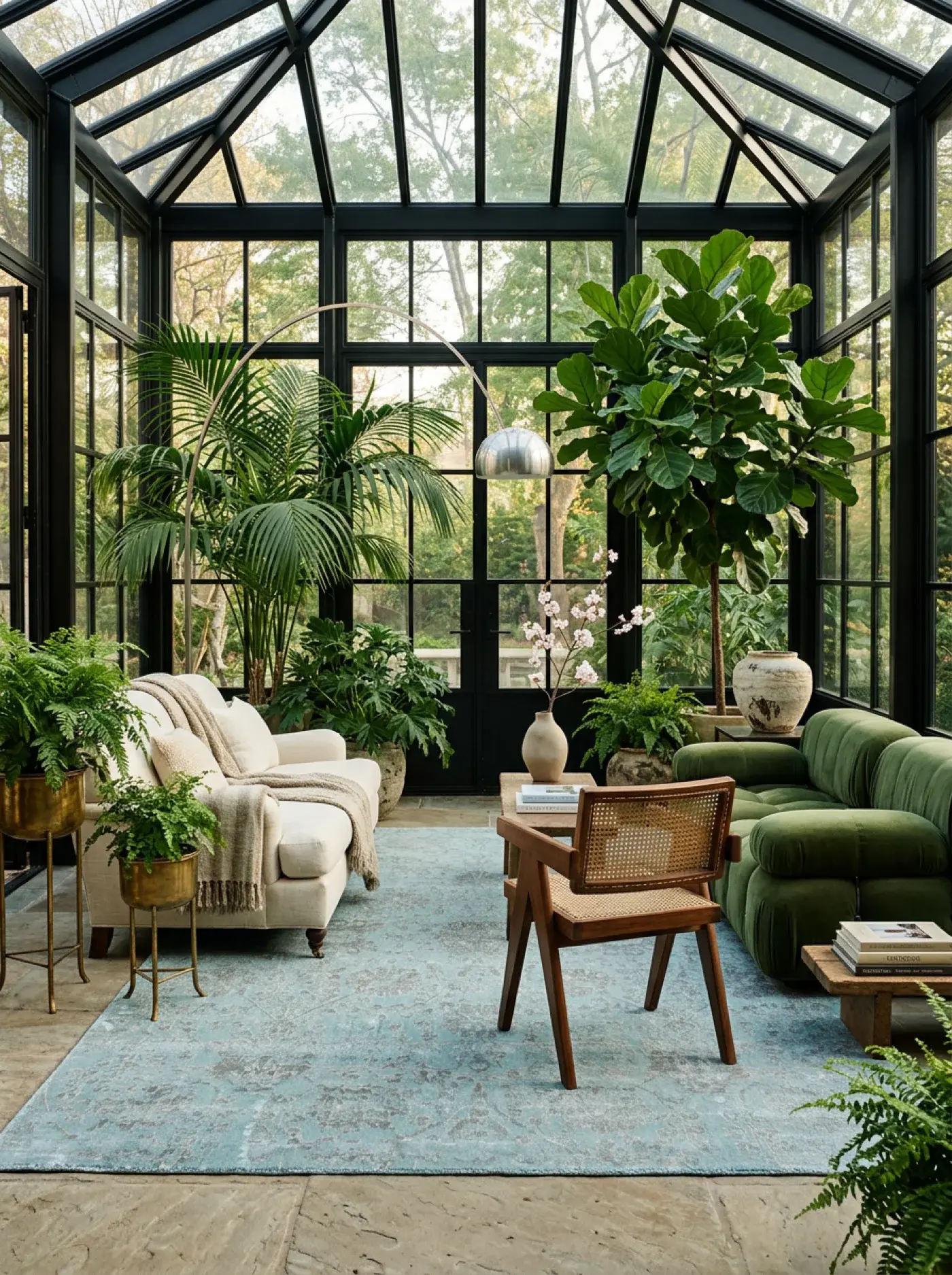 Sachiko Blue Grey White in a styled room setting