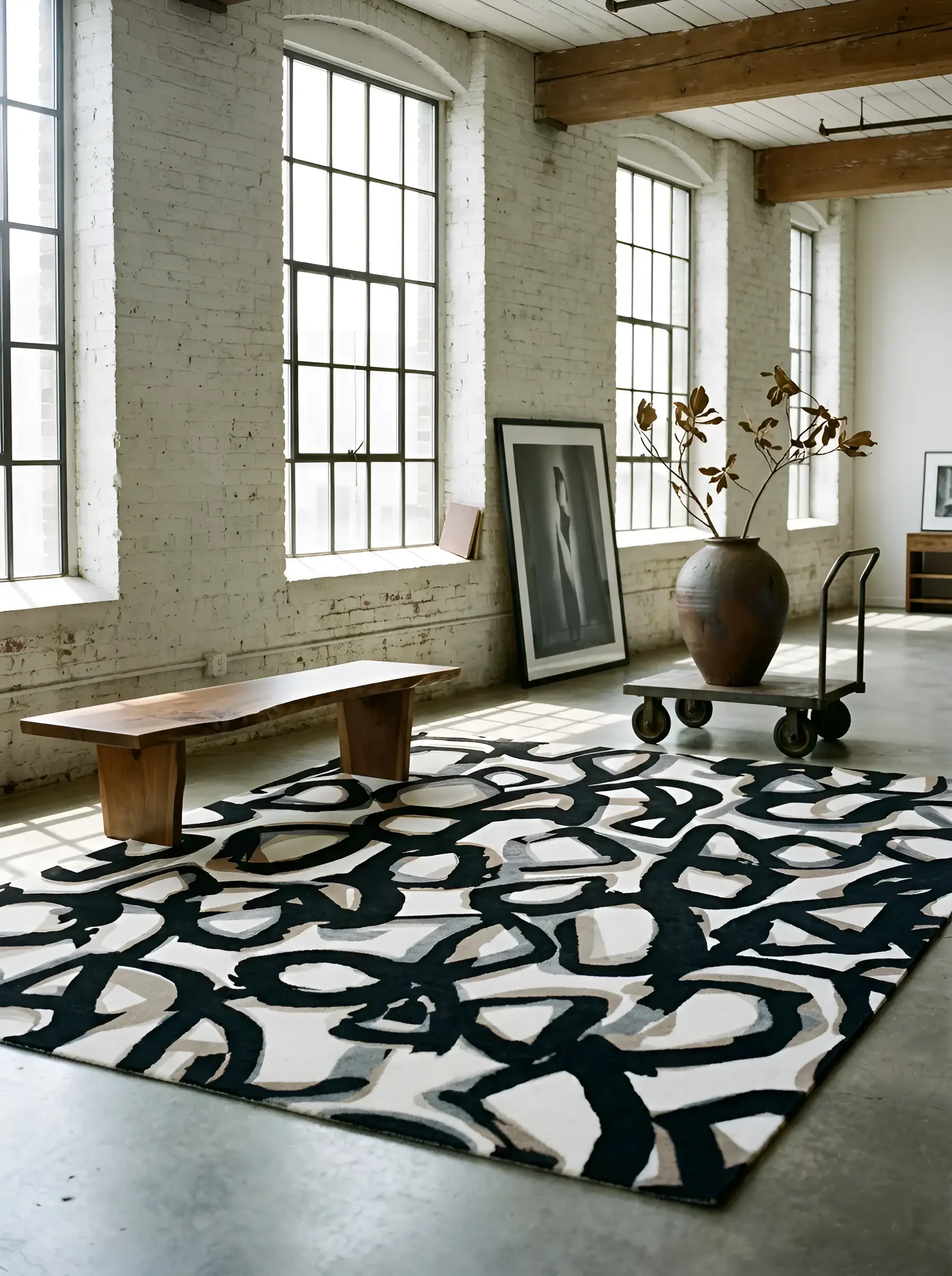 Shoji Brown Black White in a styled room setting