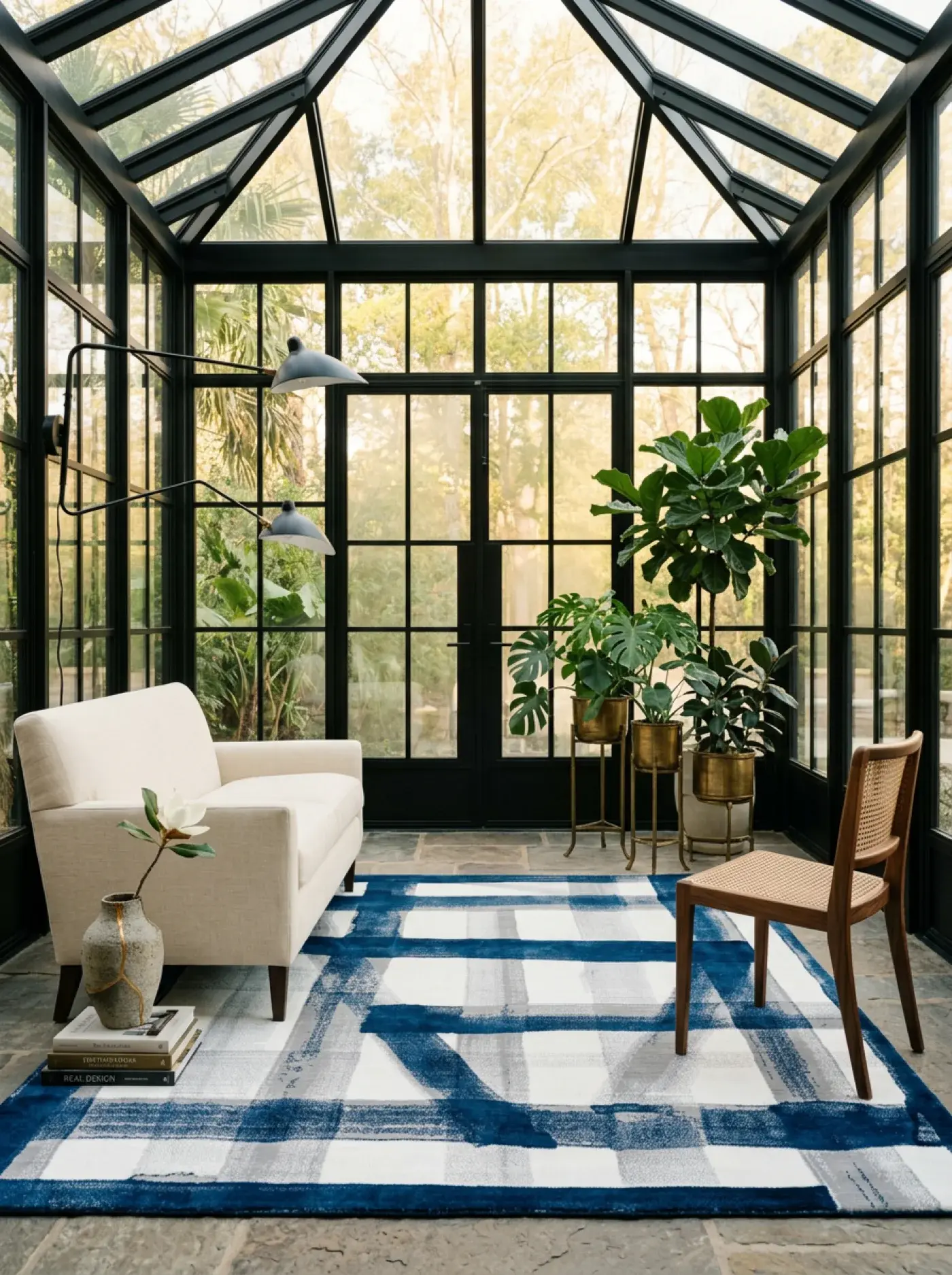 Tokiko Blue White in a styled room setting