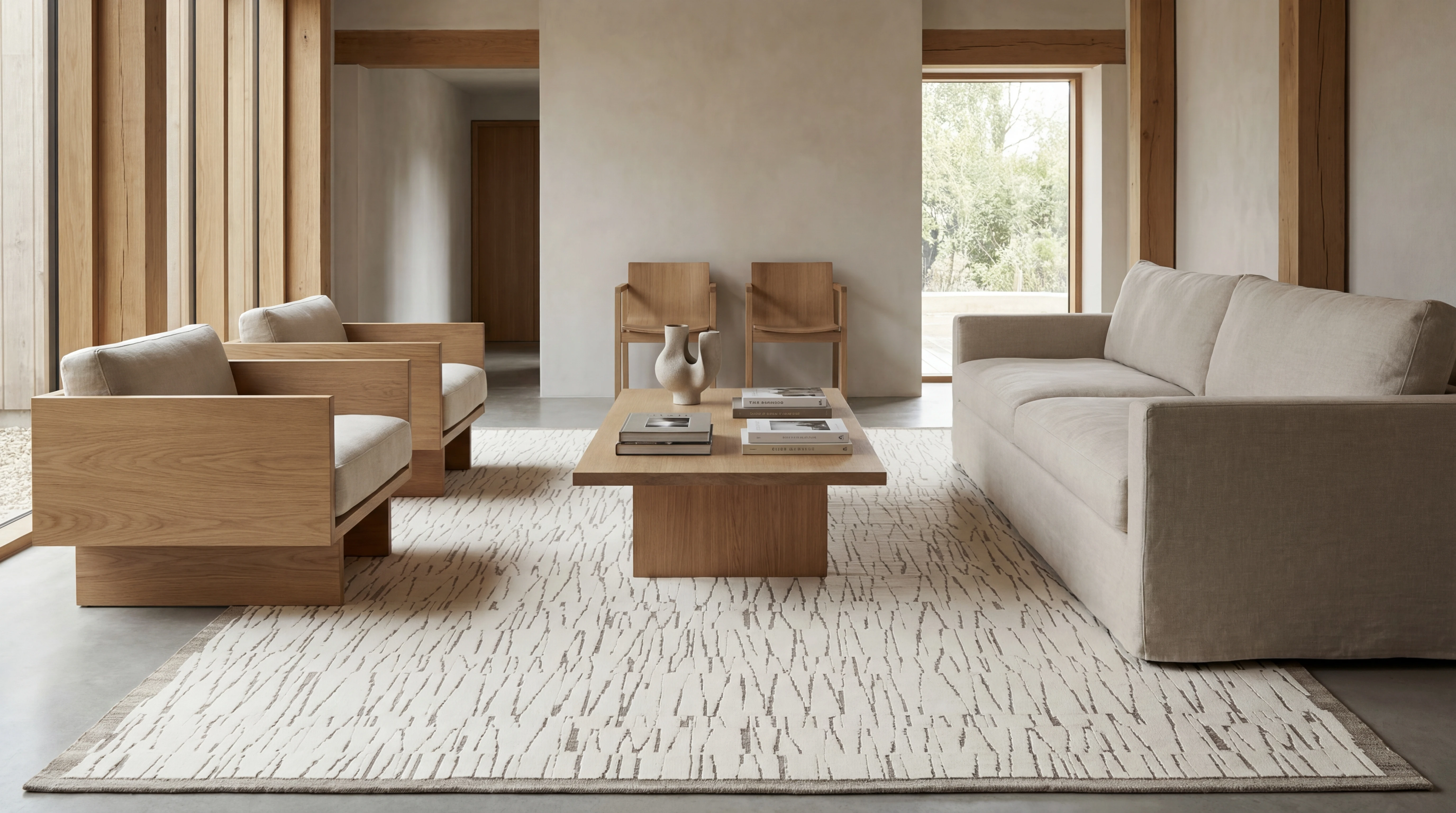 Kapetto Kiri hand-knotted rug in a living room setting, showing the rich texture possible at 100-120 KPSI